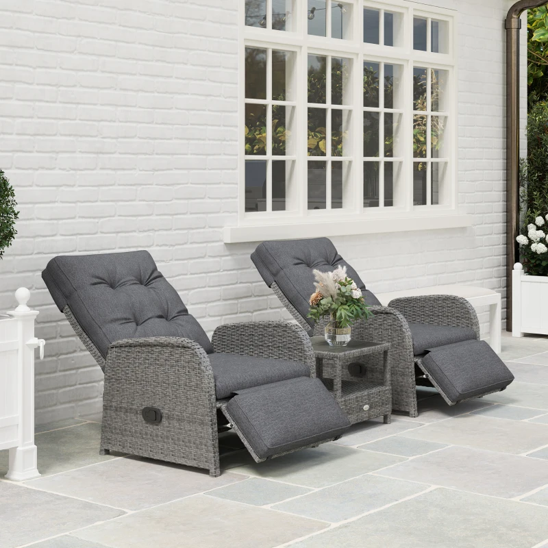 Best 2 Seater Patio Rattan Wicker Chaise Lounge Sofa Set w/ Cushion for Patio Garden Porch, Grey - Image 8
