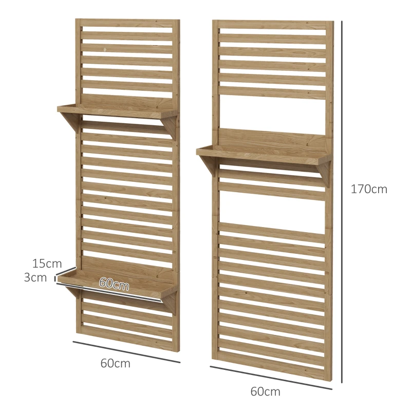 Best Wall Mounted Plant Stands Set of 2, Fir Wood Flower Stand with Shelves and Slatted Trellis for Patio, Balcony, Porch - Image 3