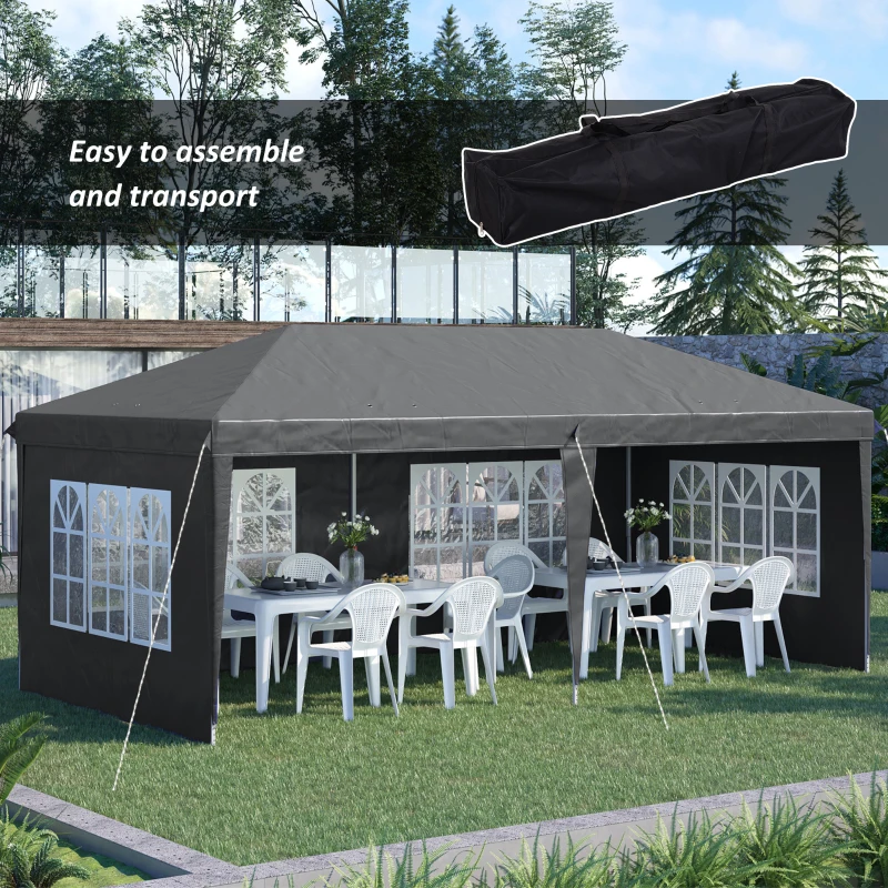 Best 3 x 6m Pop-Up Gazebo, with Removable Walls - Grey - Image 4