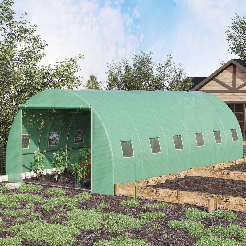 Best 6 x 3 x 2 m Polytunnel Greenhouse with Roll-up Door and 12 Mesh Windows, Walk-in Garden Tunnel Warm House Tent with UV-resistant PE Cover and Galvanised Steel Frame, Green - Image 11