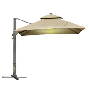 Best 3 x 3(m) Aluminium Sun Square Canopy Top w/ Adjustable Pole Angle Khaki