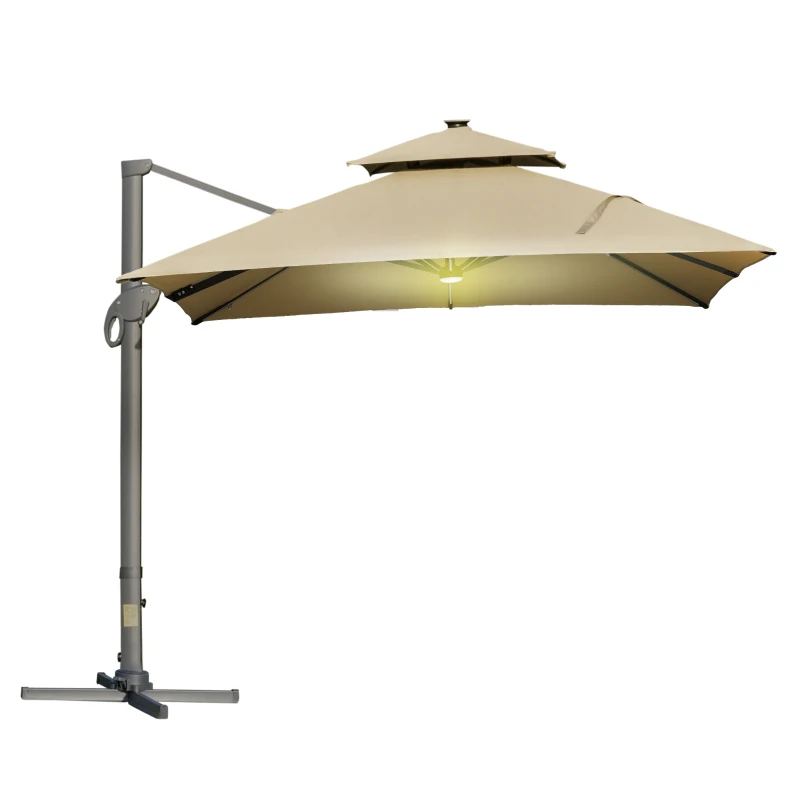 Best 3 x 3(m) Aluminium Sun Square Canopy Top w/ Adjustable Pole Angle Khaki