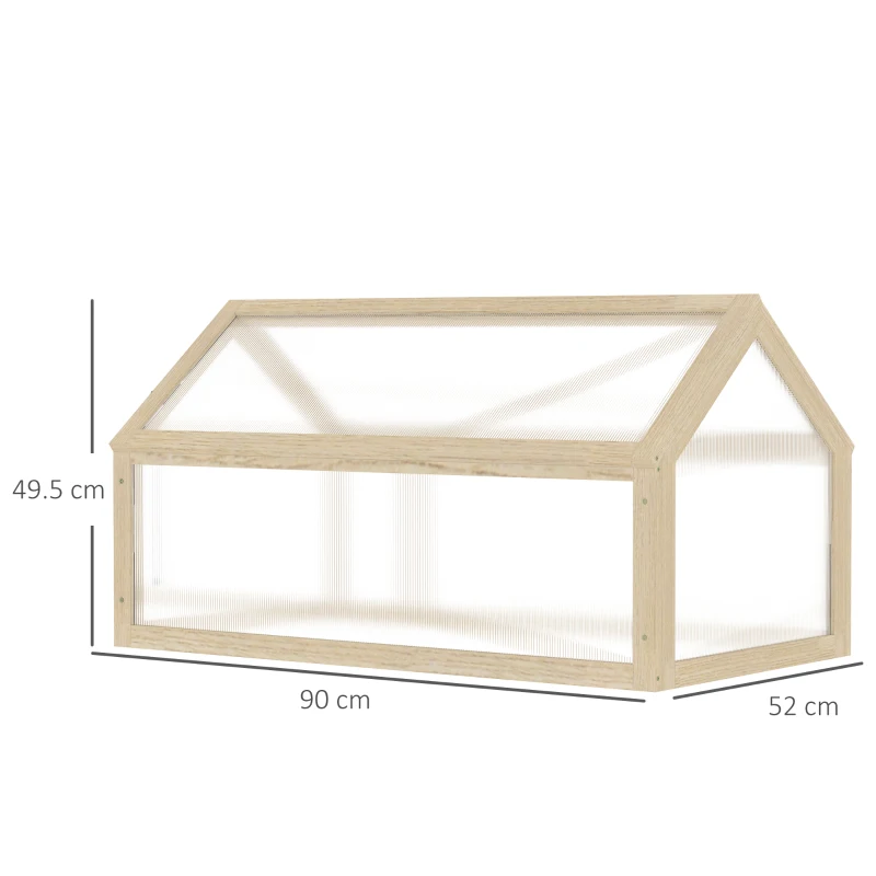 Best Wooden Cold Frame Garden Polycarbonate Greenhouse with Openable Top Cover, Grow House for Flowers, Vegetables, Plants, 90 x 52 x 50cm, Natural - Image 3