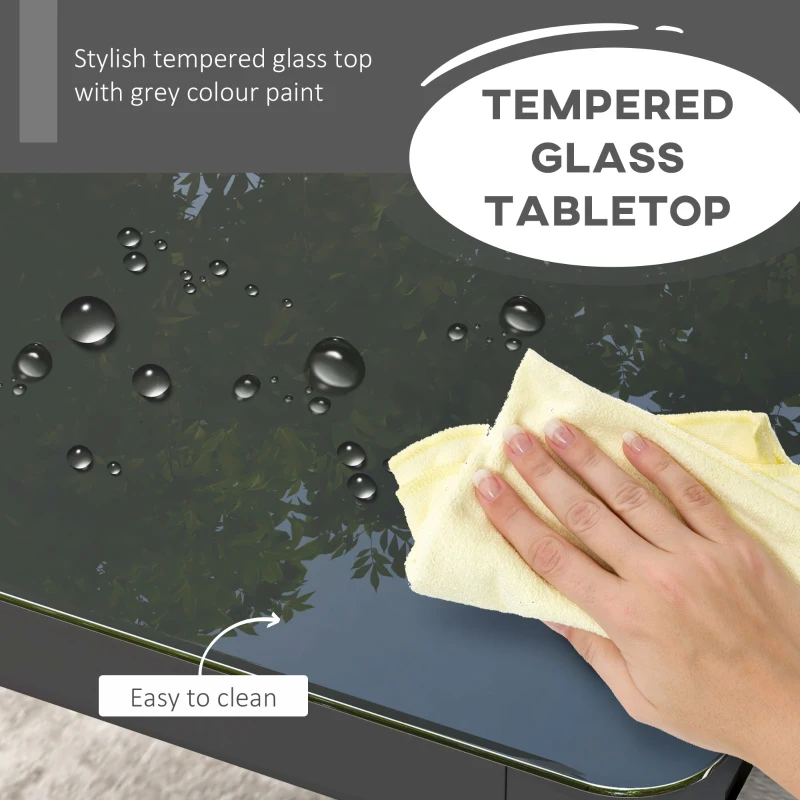 Best 150cm x 88cm Aluminium Table, with Glass Tabletop - Grey - Image 4