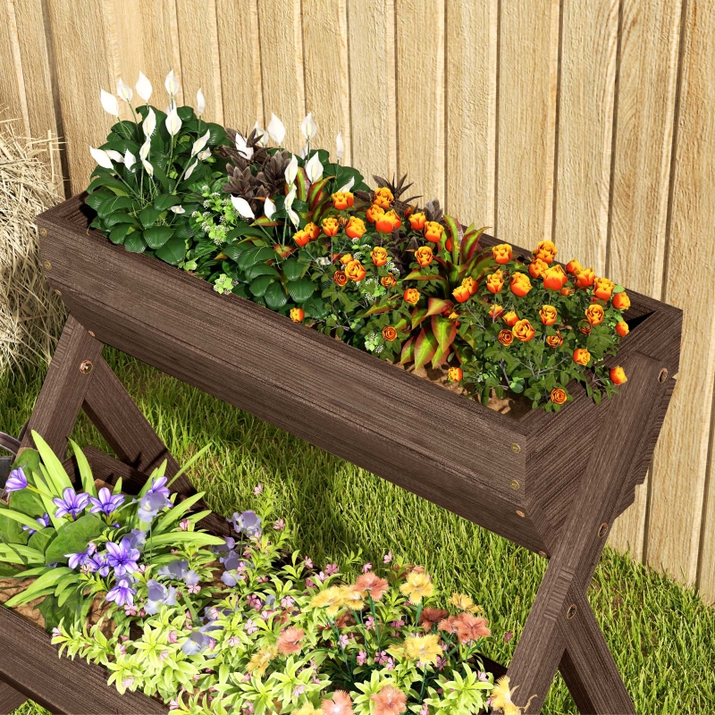 Best 3 Tier Raised Garden Bed Wooden Elevated Planter Box Kit, 66L for Flower, Vegetable, Herb, 65x75x78cm, Tan - Image 9