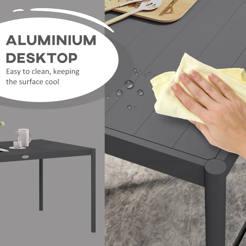 Best Six-Seater Outdoor Table with Slatted Aluminium Top and Steel Legs - Image 5