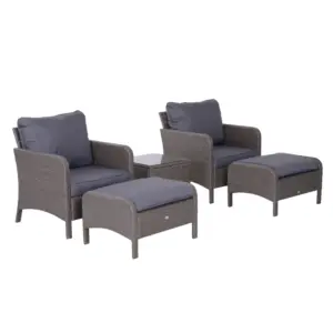 Best 2-Seater Rattan Furniture Set, Steel Frame-Grey
