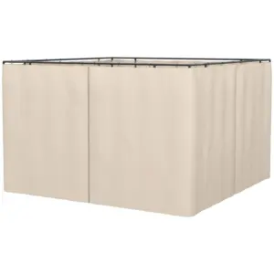 Best Replacement Gazebo Curtains, 4-Panel Gazebo Side Panels Only, for 3 x 3 (M) Gazebos or Pergolas, Hooks/C-Rings Included, Beige