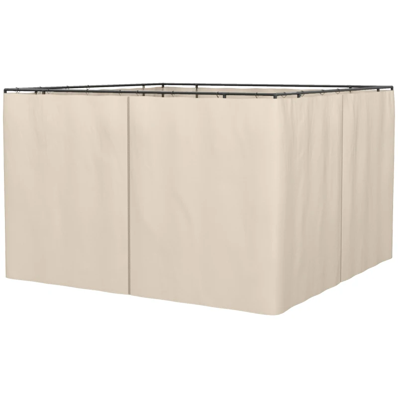 Best Replacement Gazebo Curtains, 4-Panel Gazebo Side Panels Only, for 3 x 3 (M) Gazebos or Pergolas, Hooks/C-Rings Included, Beige
