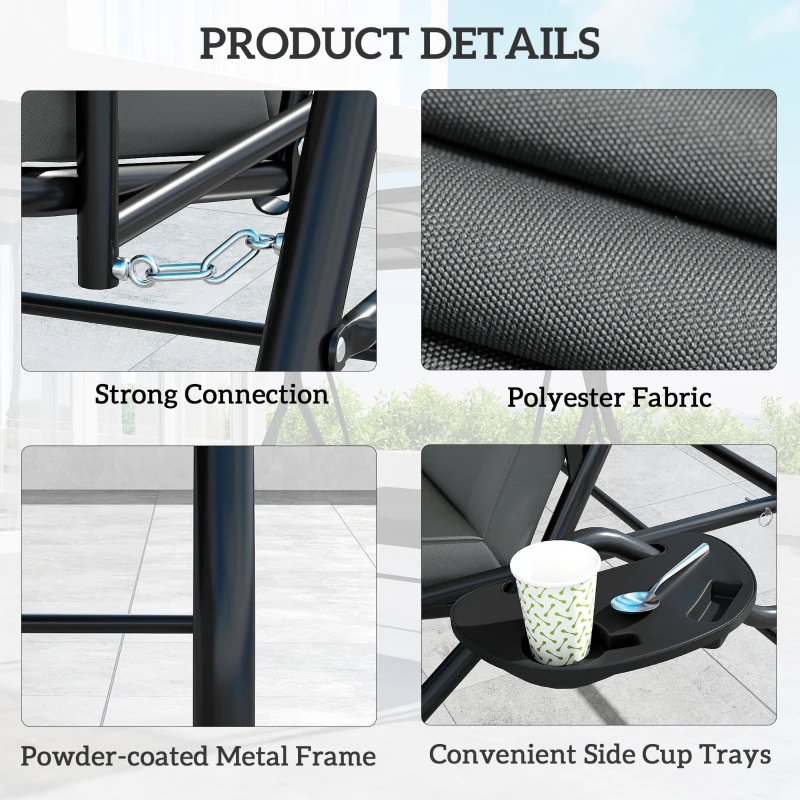 Best Convertible Three-Seater Swing Bench Bed - Dark Grey - Image 7