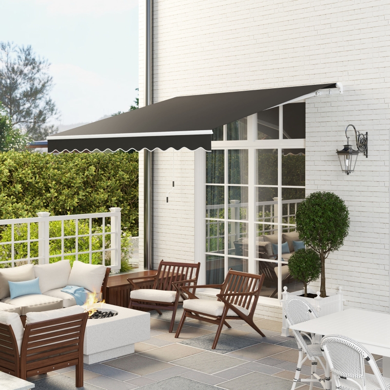 Best 3 x 2.5m Garden Patio Manual Awning, Retractable Canopy Sun Shade Shelter with Fittings and Crank Handle, Black - Image 9