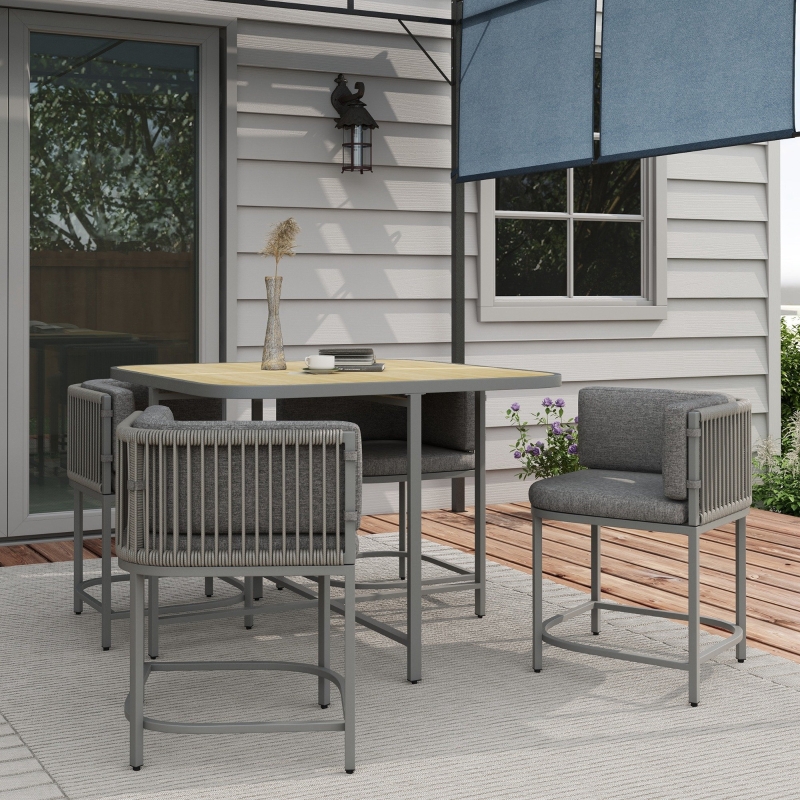 Best 4-Seater Rattan Cube Garden Furniture Set with Cushions - Grey - Image 10