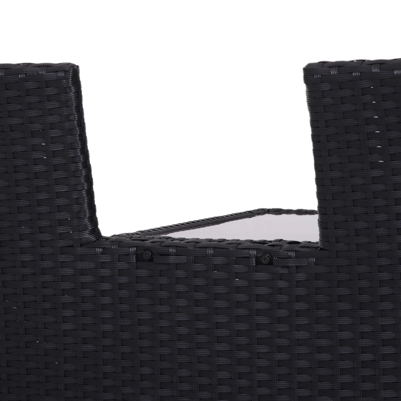 Best 2-Seater Rattan Chair Set W/Middle Tea Table-Black - Image 7