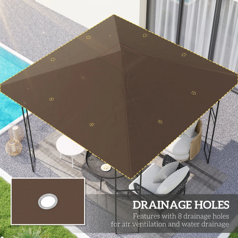 Best 3 x 3(m) Gazebo Canopy Replacement Cover, Garden Gazebo Roof Replacement with Drain Holes, Water-resistant Plastic Coating, 370g/㎡, UPF30+, TOP COVER ONLY, Brown - Image 4