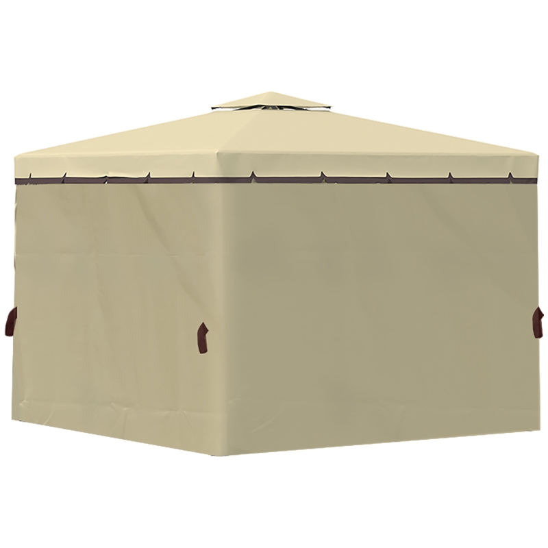 Best 3 x 3(m) Patio Gazebo Canopy Garden Pavilion Tent Shelter with 2 Tier Water Repellent Roof, Mosquito Netting and Curtains, Aluminium Frame, Beige - Image 9
