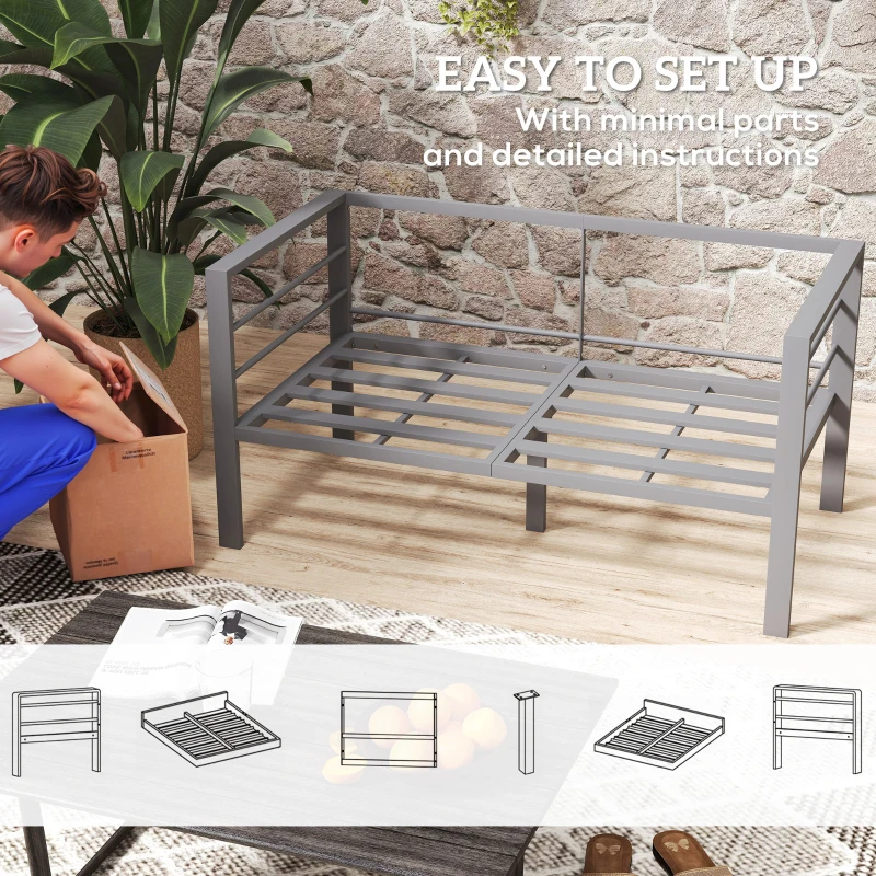 Best Two-Seater Aluminium Garden Sofa - Grey - Image 6