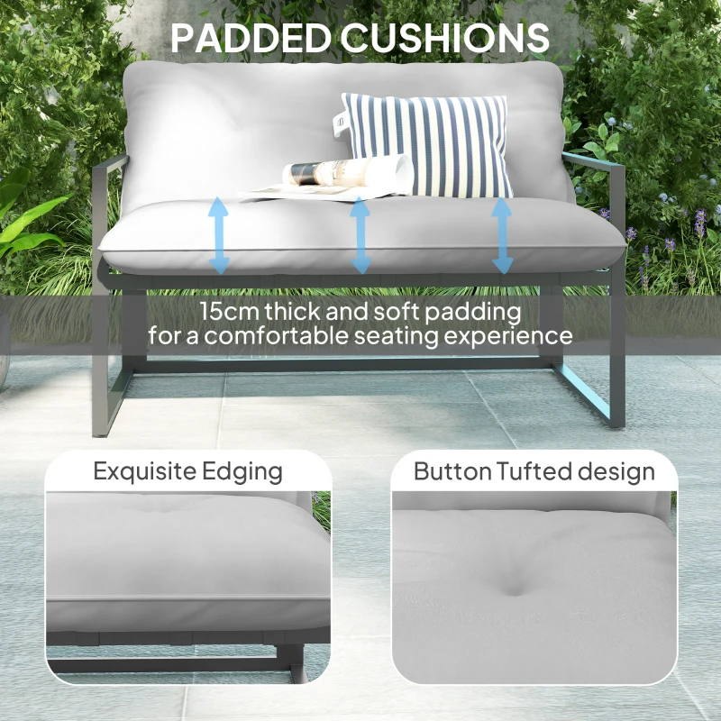 Best Four-Piece Relaxed Back Garden Dining Set - Black/Light Grey - Image 4