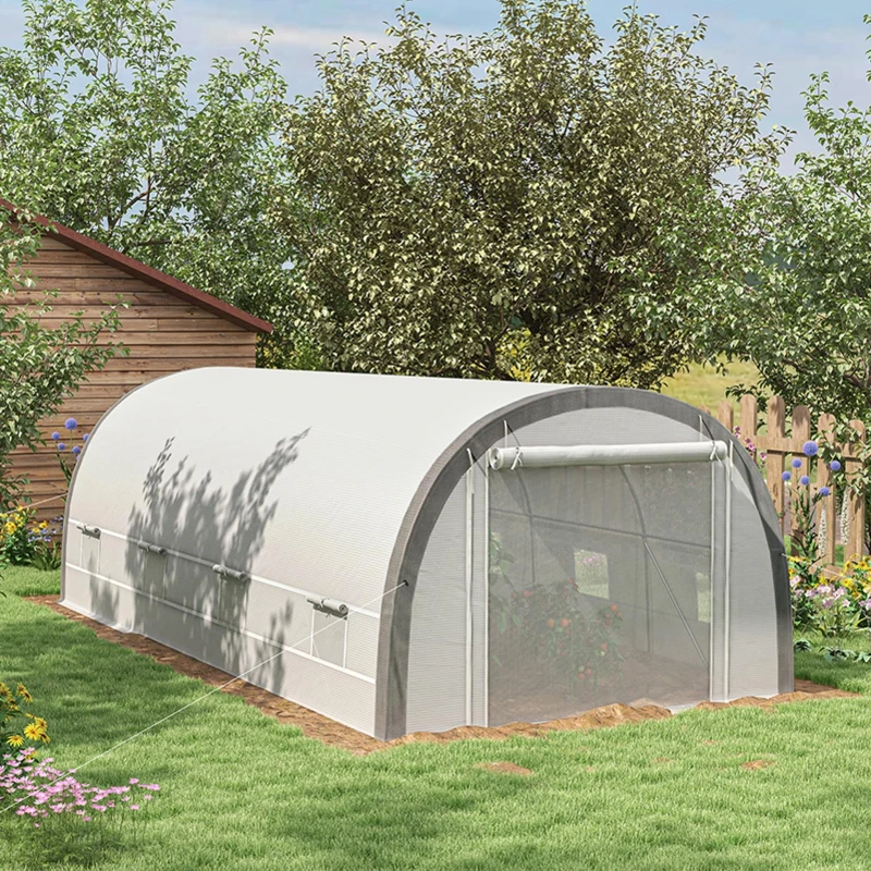 Best 6 x 3(m) Polytunnel Greenhouse with Upgraded Structure, Mesh Door and Windows, 15 Plant Labels, White - Image 2