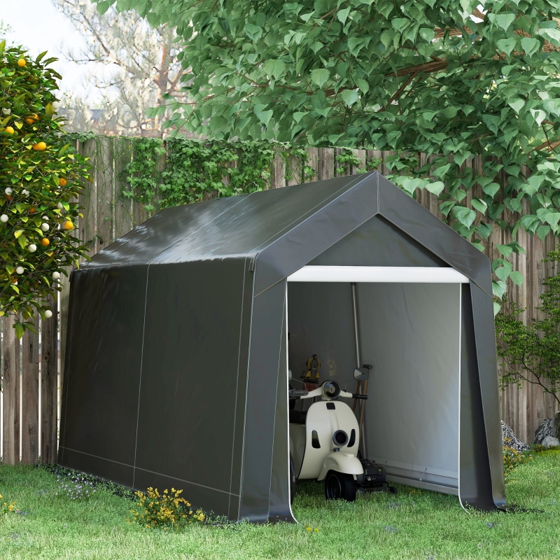 Best 3.6 x 2.1m Portable Outdoor Shed, with Window - Dark Grey - Image 10