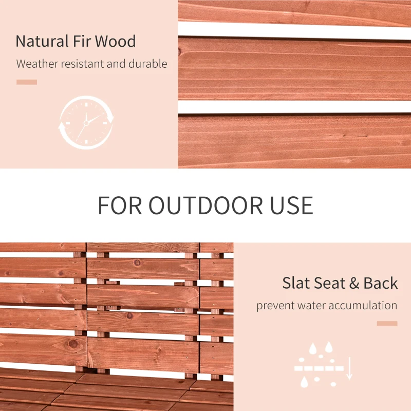 Best Fir Wood Convertible 2 to 3 Seater Outdoor Garden Bench Wood Tone - Image 5