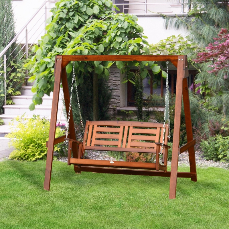 Best 2 Seater Outdoor Garden Swing Chair Wooden Hammock Bench for Porch Patio Yard - Image 10