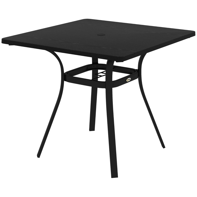 Best Four-Seater Steel Garden Table, with Φ40mm Parasol Hole - Black - Image 11