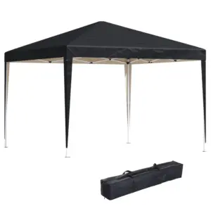 Best 3 x 3M Garden Pop Up Gazebo Height Adjustable Marquee Party Tent Wedding Canopy with Carrying Bag, Black