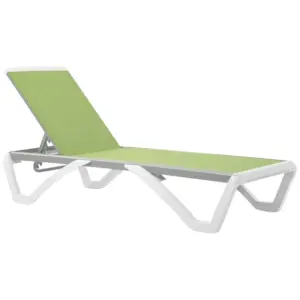 Best Aluminium Frame Sun Lounger, with Adjustable Back - Green