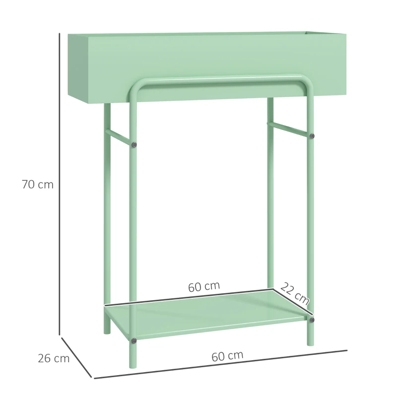 Best 2 Tier Plant Stand, Metal Plant Rack Shelf with Drain Holes, Floor-standing Flower Pot Stand for Indoor Outdoor Garden Patio Balcony Living Room, Green - Image 3