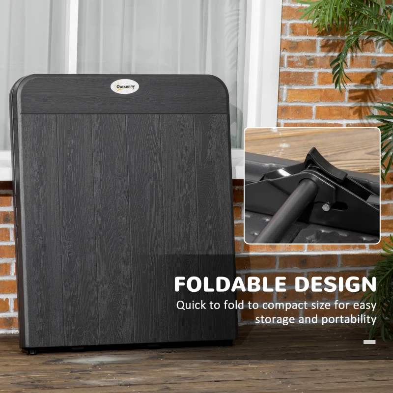 Best Folding Garden Dining Table for 6, Rectangular Outdoor Dining Table with HDPE Tabletop, Foldable Garden Table with Steel Frame for Balcony, Porch, Charcoal Grey - Image 6