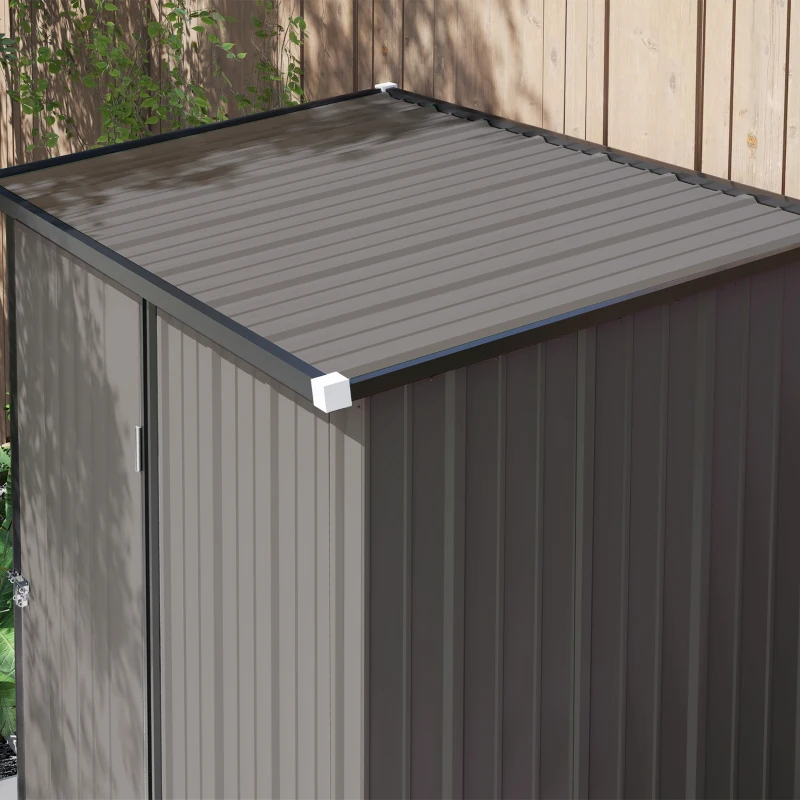 Best 5.3 x 3.1ft Corrugated Steel Garden Shed - Light Grey - Image 8