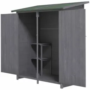 Best 139 x 75 Fir Wood Garden Shed, with Asphalt Roof - Grey