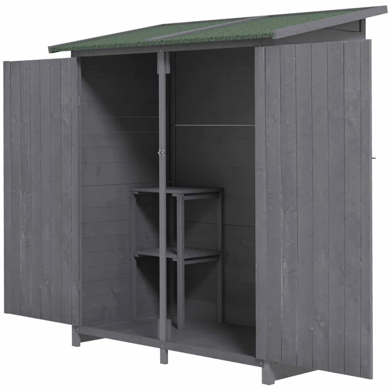 Best 139 x 75 Fir Wood Garden Shed, with Asphalt Roof - Grey