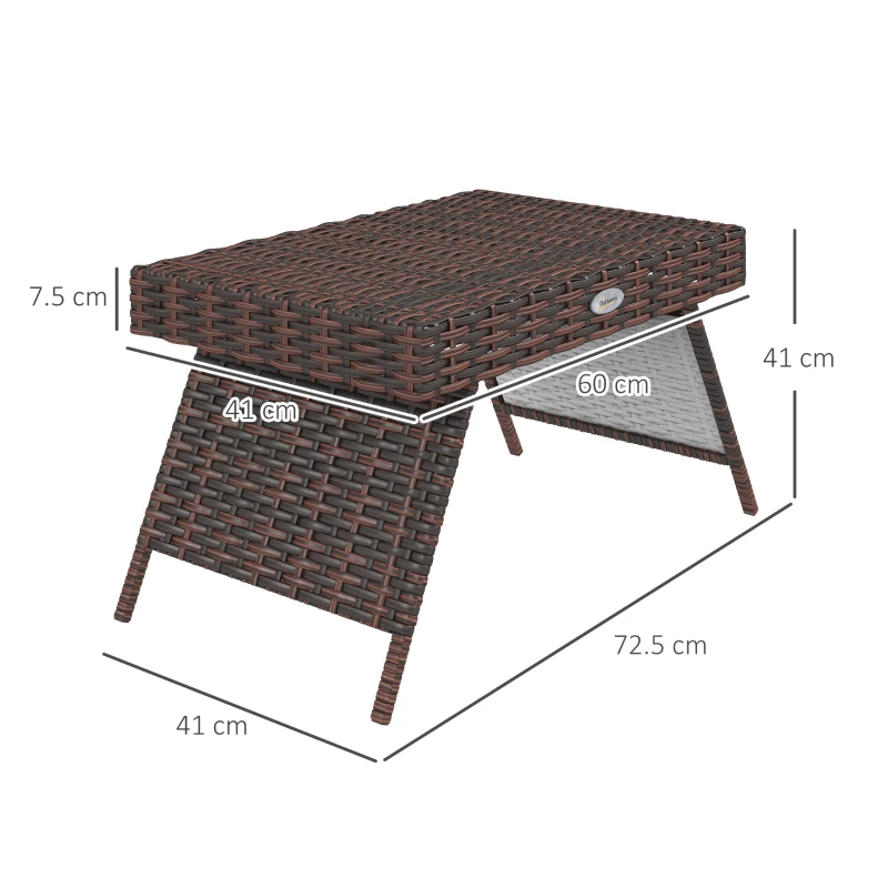 Best Foldable Outdoor Side Table, Rattan Garden Coffee Table with Steel Frame, Space Saving Bistro Garden Furniture for Patio, Balcony, 60 x 41 x 41 cm, Brown - Image 3