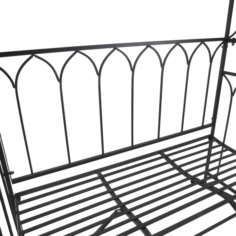 Best Garden Metal Frame Bench W/Arch for Various Climbing Plant, 115Lx50Wx203H cm-Black - Image 8