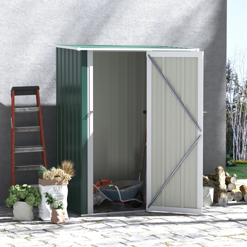 Best 5ft x 3ft Metal Garden Storage Shed, Outdoor Tool Shed with Sloped Roof, Lockable Door for Tools, Equipment, Green - Image 10