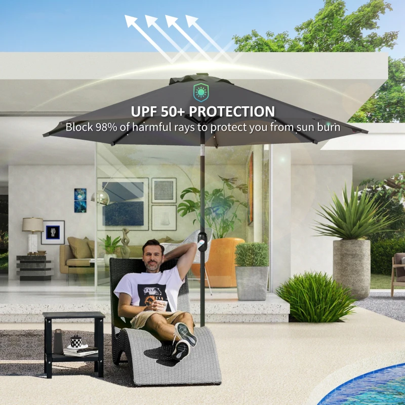 Best 3 m Replacement Parasol Canopy with Top Vent, UPF 50+ Garden Parasol Replacement Canopy, 8 Rib Parasol Cover Replacement Fits Various Frames, Grey - Image 6