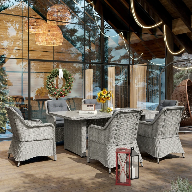 Best Seven-Piece Rattan Dining Set - Mixed Grey - Image 2