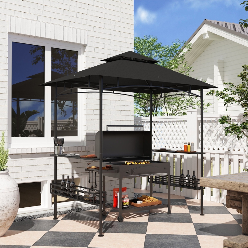 Best 150 x 240cm BBQ Grill Gazebo, with Shelves - Grey - Image 10