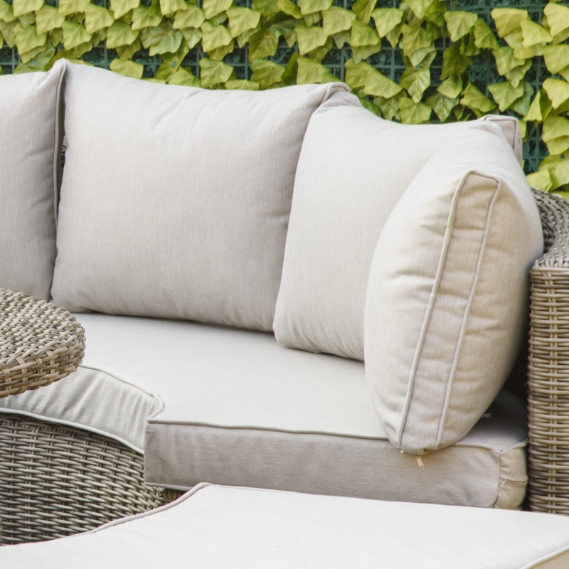 Best 5 Pieces Outdoor PE Rattan Round Garden Daybed with Cushions, Aluminium Patio Furniture Set Lounge Chair Conversation Sofa Set with Liftable Coffee Table and Protect Cover, Grey - Image 11