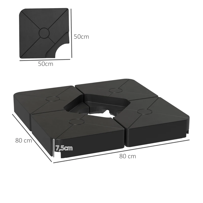 Best Umbrella Weights for Cantilever Parasols, Set of 4 Heavy Duty Parasol Base Weights, 64kg Sand or 55kg Water Filled, Black - Image 3