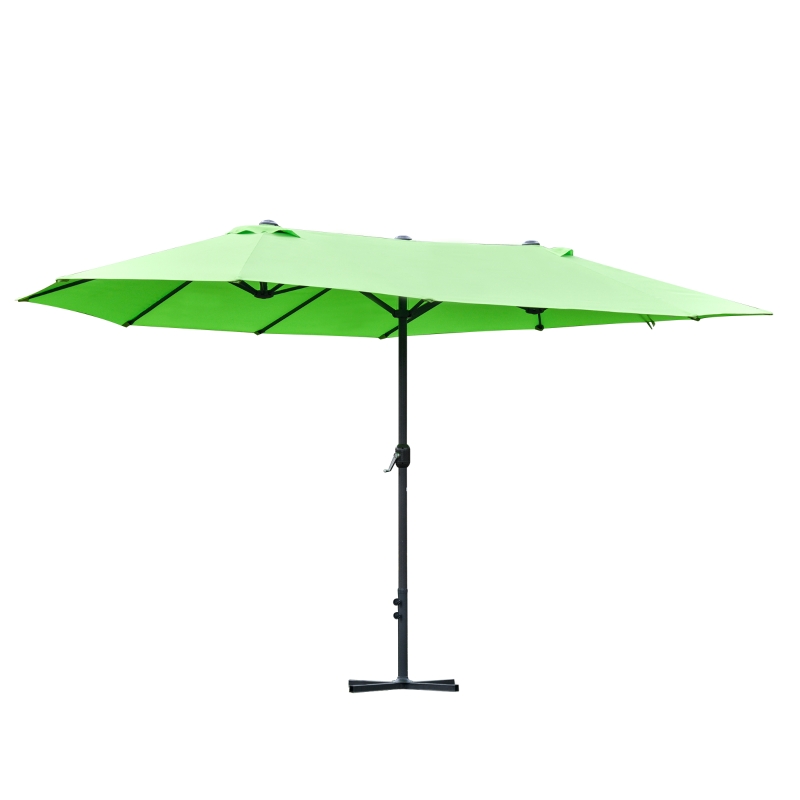 Best 4.6M Sun Umbrella Canopy Double-sided Crank Sun Shade w/ Cross Base Green - Image 13