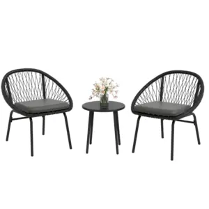 Best Three-Piece Rattan Bistro Set - Black