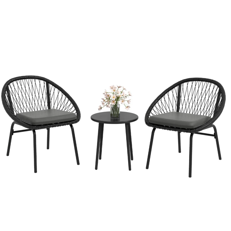 Best Three-Piece Rattan Bistro Set - Black