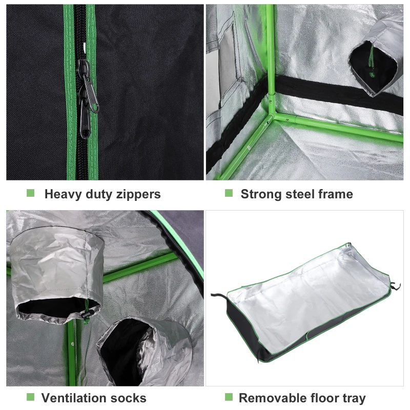 Best Grow Tent Reflective Mylar Hydroponic with Adjustable Vents and Floor Tray for Indoor Plant Growing, 60 x 60 x 140 cm (24.5" x 24.5" x 55") - Image 4