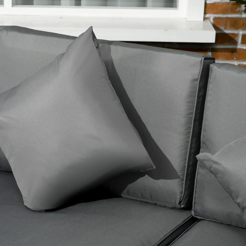 Best 8 Pieces PE Rattan Corner Sofa Set, Outdoor Garden Furniture Set, Patio Wicker Sofa Seater w/ Cushion, Washable Cushion Cover & Tempered Glass Table, Grey - Image 8