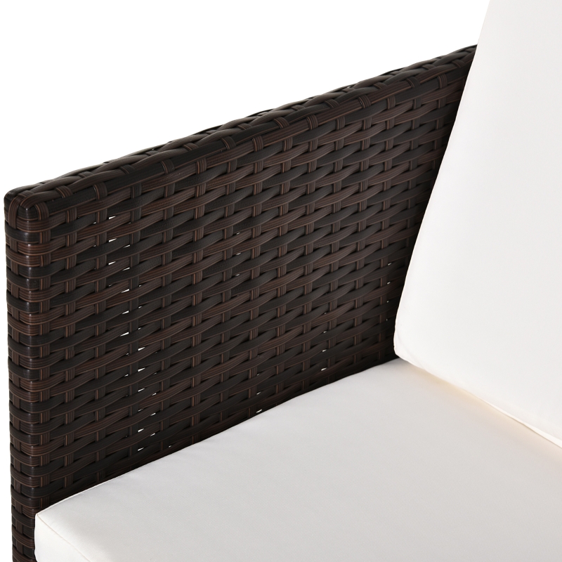 Best 2 Seater Rattan Cube Garden Furniture Set, Rattan Dining Set with Cushions, Outdoor Dining Table and Chairs with 2 Armchairs, 2 Stools, Rectangular Glass Top Table for Patio, Balcony, Brown - Image 9