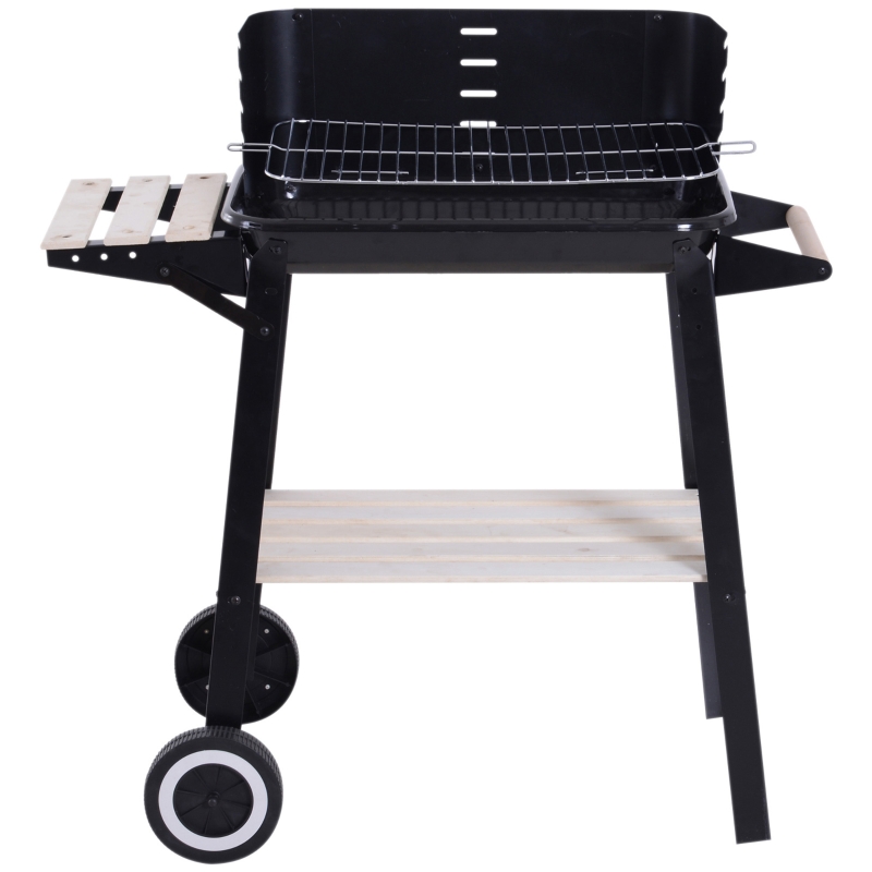 Best Trolley Charcoal BBQ Barbecue Grill Outdoor Patio Garden Heating Smoker with Side Trays Storage Shelf and Wheels - Image 11