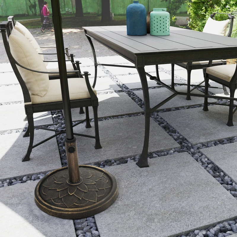 Best 12kg Resin Garden Parasol Base, Round Umbrella Base, Heavy Duty Sun Umbrella Base for 32, 38, 48 mm Umbrella Poles for Deck Poolside, Bronze Tone - Image 8