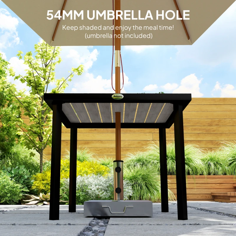 Best Square Garden Dining Table with 5.4cm Parasol Hole, Slatted Top, Metal Frame, 86 x 86 x 71 cm, Light Grey - Image 5